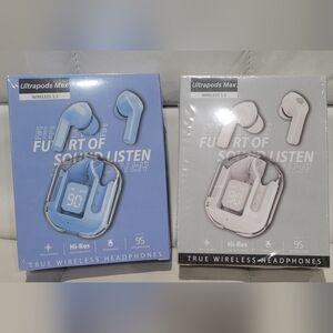 Wireless Headphones- Earbuds - Set Of 2 Pairs     (1 Blue pair and 1 White pair)